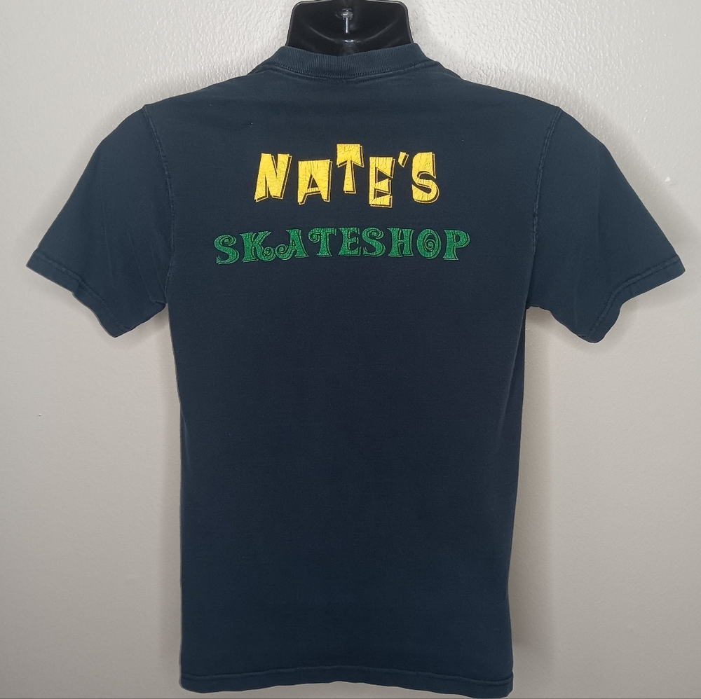 VTG Y2K Nate's Skate Shop Adult Small T-shirt Black Tee Skater FOTL 2003 - Picture 2 of 8